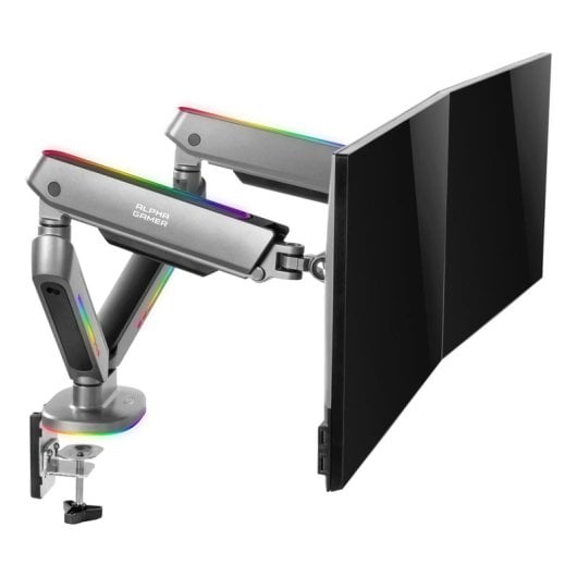 Soporte monitor Alpha Gamer AGNAVIDRGB 12 kg 27-35? Abrazadera RGB Gris