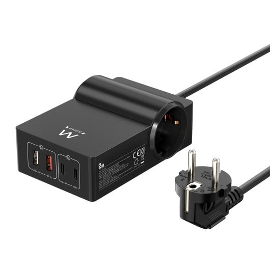 Estación de carga Ewent EW3992 GaN 65W PPS Power Delivery 2 AC USB-C 1,5m