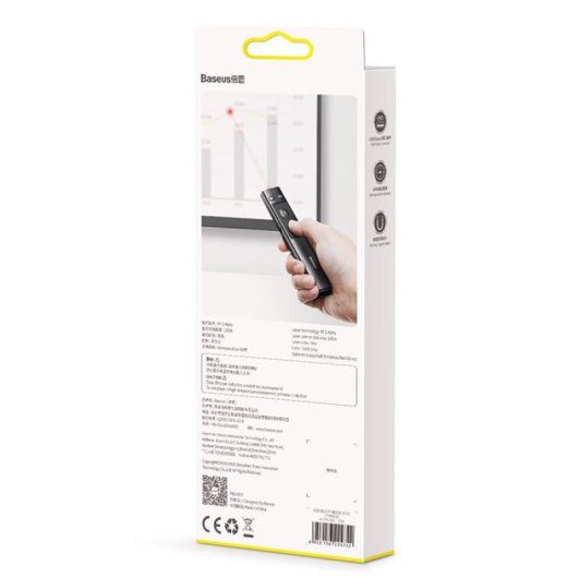 Baseus ACFYB-B0G Presentador Inalámbrico con Punto Naranja y Control Remoto Negro