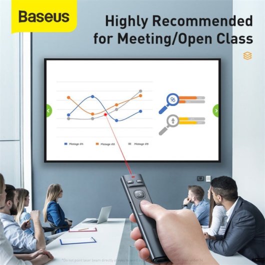 Baseus ACFYB-B0G Presentador Inalámbrico con Punto Naranja y Control Remoto Negro