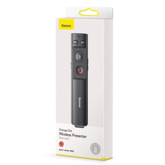 Baseus ACFYB-B0G Presentador Inalámbrico con Punto Naranja y Control Remoto Negro