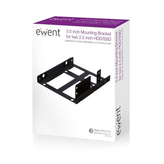 Ewent EW7006 Montagehalterung für 2 2,5″ HDD/SSD im 3,5″ Schacht, Schwarz
