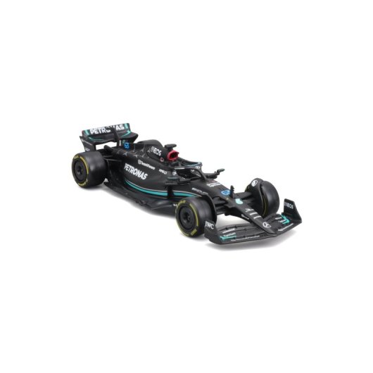 Modelo a escala BBURAGO Mercedes AMG F1 #63 Russell 1:43 metal y plástico premontado
