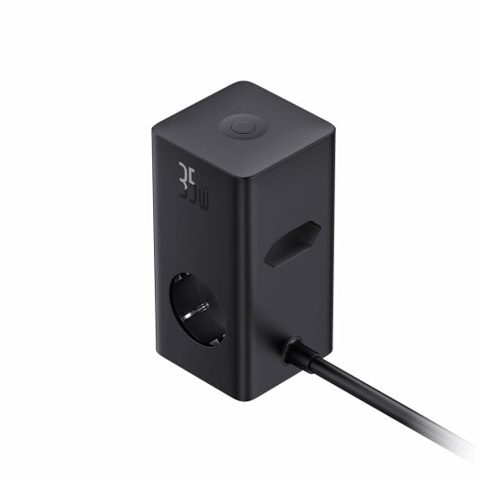 Baseus PowerCombo Torre de Carga com 2xUSB-C, Carregamento Rápido e Proteção Abrangente Preto