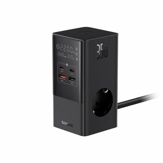 Multipresa Baseus PowerCombo Tower 3 prese 2 USB-C con ricarica rapida e protezione avanzata