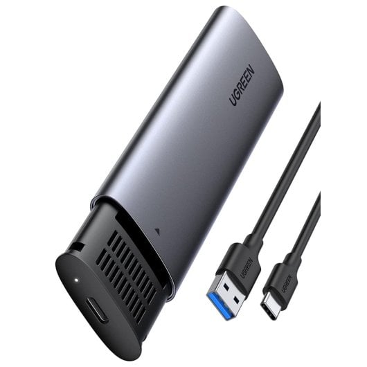 Caja externa SSD M.2 Ugreen 10903 SATA III 5 Gbit/s USB-C Aluminio Negro Gris