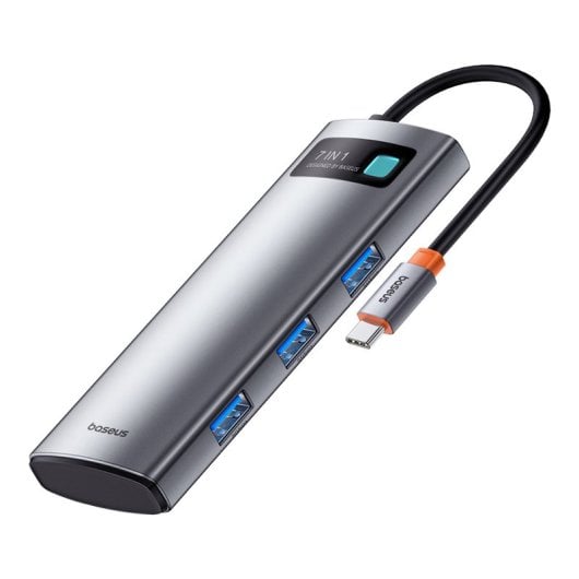 Baseus Starjoy Hub USB-C 7-em-1 com DisplayPort 60Hz e Várias Portas Cinzento 