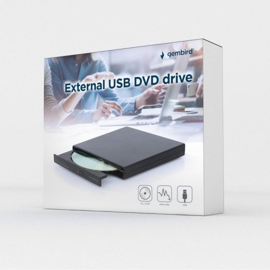 Grabadora DVD Externa Gembird DVD-USB-04 USB 2.0, 24x CD, 8x DVD, Negra