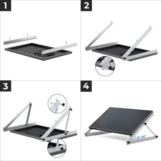 Kit di montaggio indipendente EcoFlow AA-FRAME-28IN, argento, superficie in cemento, 0-90°