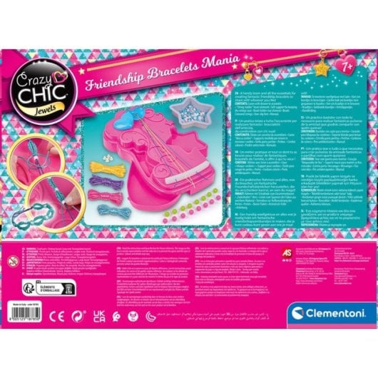 Kit de fabrico de pulseiras multicoloridas Clementoni Crazy Chic Friendship Bracelets Mania para maiores de 7 anos