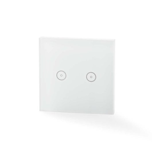 Interrupteur intelligent Wi-Fi Nedis WIFIWS20WT, 2 canaux, 300 W, façade en verre blanc