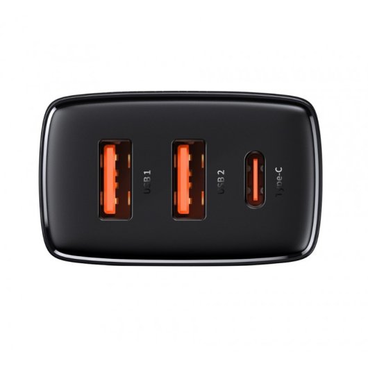 Cargador Baseus CCXJ-E01 1 puerto USB-C carga rápida, protección sobrecalentamiento, Negro