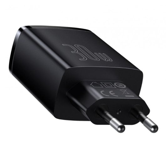Cargador Baseus CCXJ-E01 1 puerto USB-C carga rápida, protección sobrecalentamiento, Negro