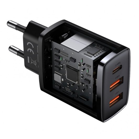 Cargador Baseus CCXJ-E01 1 puerto USB-C carga rápida, protección sobrecalentamiento, Negro