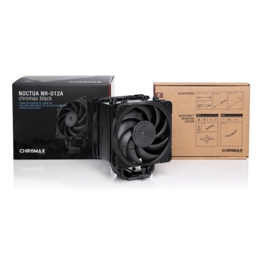 Noctua Socket Multi-Socket 120 mm Refroidissement par air NH-U12A chromax.black Noir Roulement SSO Double Tour PWM
