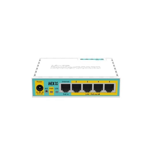 Mikrotik hEX PoE Lite Ethernet WAN 10/100Mbps Router PoE Compacto Branco
