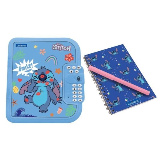 Diario segreto Disney Stitch Lexibook, registratore di melodie con password, cornice per foto