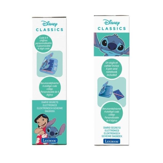 Diario segreto Disney Stitch Lexibook, registratore di melodie con password, cornice per foto