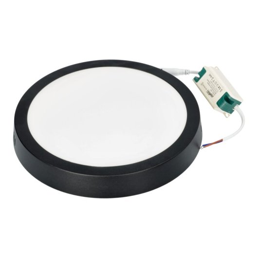 Downlight LED JANDEI 18W 4200K redondo superficie marco negro difusor aluminio 21cm