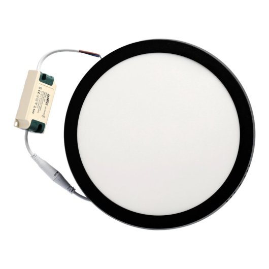 Downlight LED JANDEI 18W 4200K redondo superficie marco negro difusor aluminio 21cm