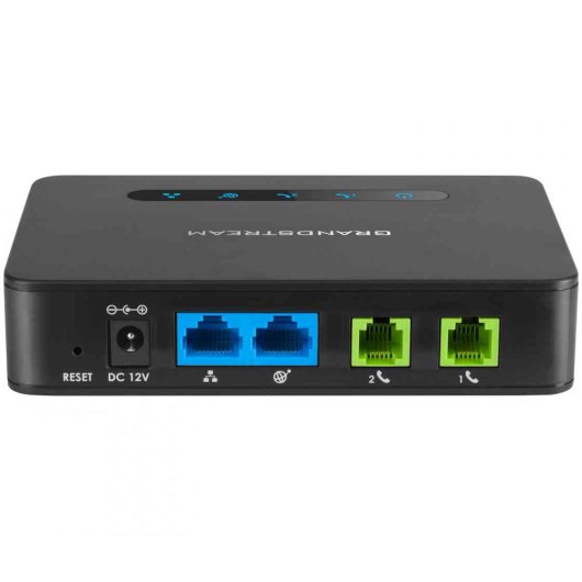 Adaptador VoIP Grandstream HT812 2 Puertos FXS, Codecs iLBC G.711 G.729A OPUS Seguridad AES