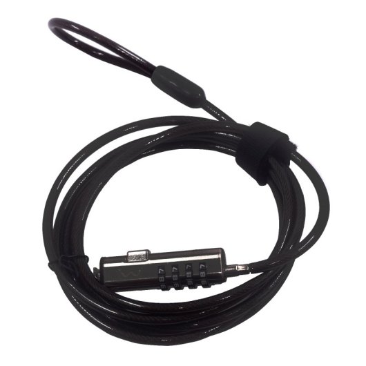 Cavo di sicurezza Ewent EW1238 Nano Combination a 4 cifre in acciaio zincato, 1,8 m, nero