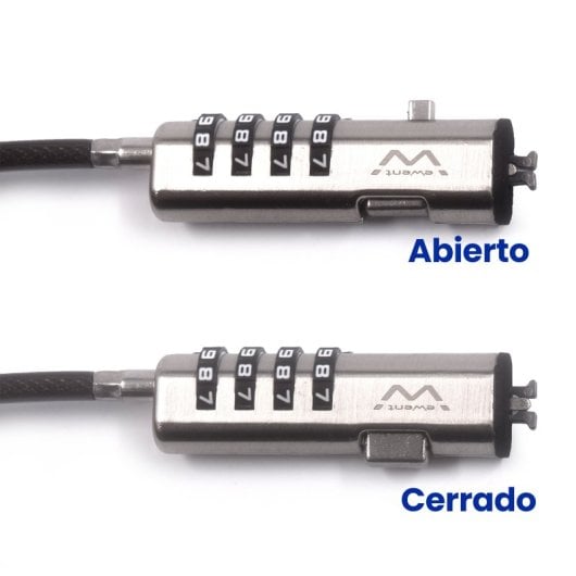 Cavo di sicurezza Ewent EW1238 Nano Combination a 4 cifre in acciaio zincato, 1,8 m, nero