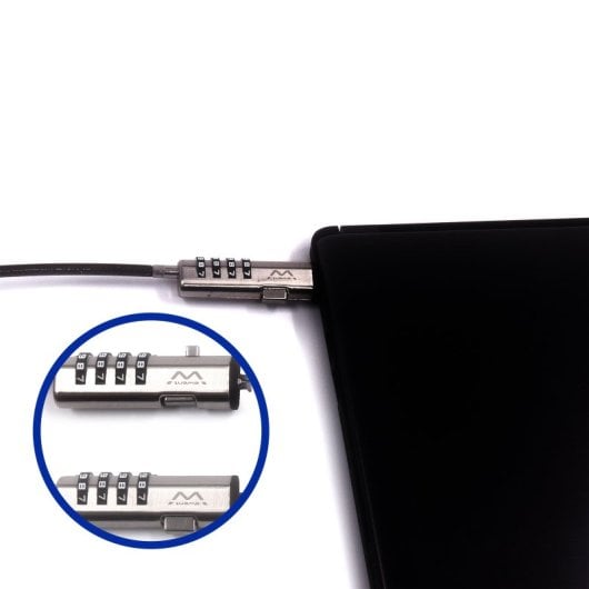 Cavo di sicurezza Ewent EW1238 Nano Combination a 4 cifre in acciaio zincato, 1,8 m, nero