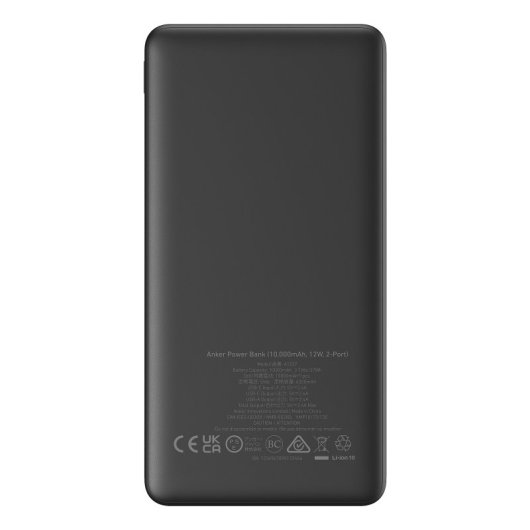 Power bank Anker PowerCore 10K 10000mAh 5V 12W Negro carga rápida portátil