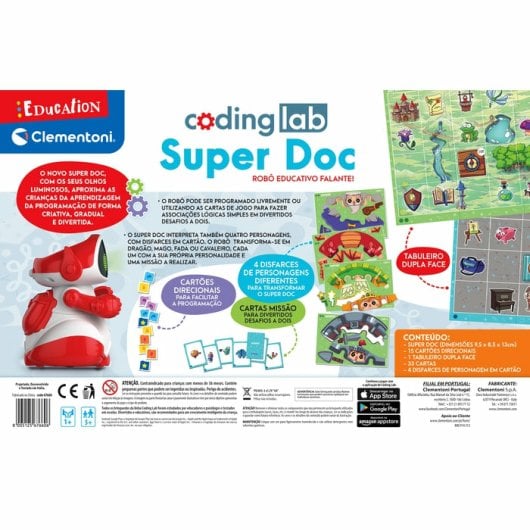 Clementoni Superdoc interativo robot educativo programável para crianças a partir dos 5 anos