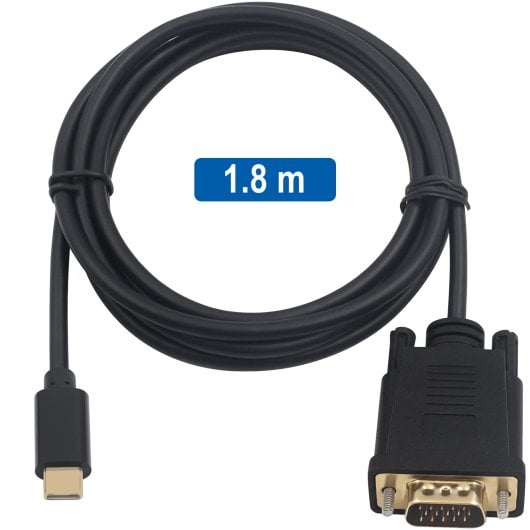 Cable adaptador USB-C a VGA Ewent EC1052 1.8m Full HD 60Hz con DP Alt Mode