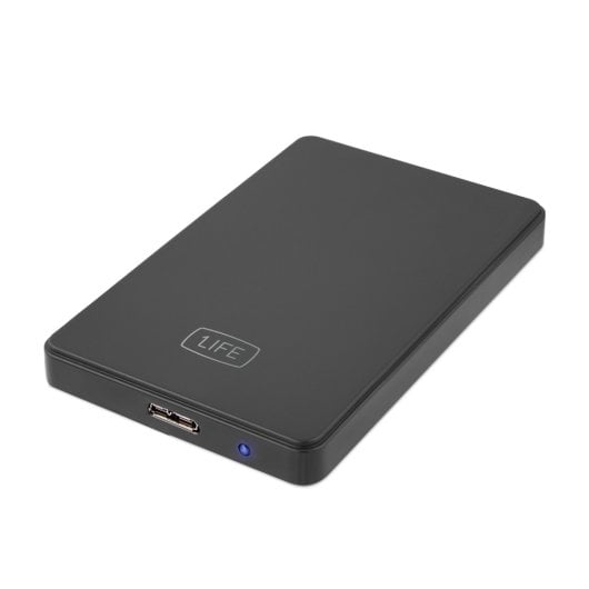 Boîtier USB 2,5″ SATA 1Life hd:flux 3 noir jusqu'à 2 To, léger et portable