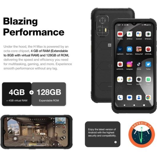 Smartphone AGM H Max 4GB/128GB Dual SIM 10000mAh Negro