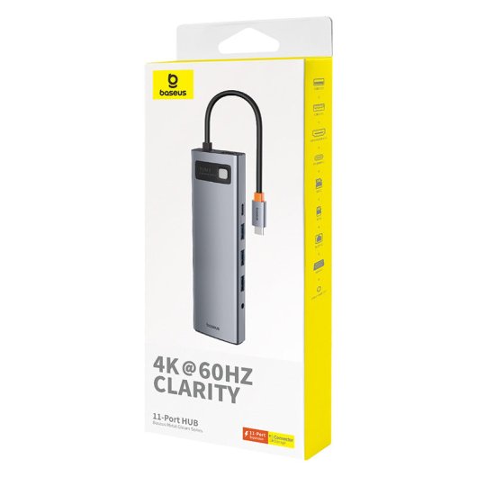 Hub Baseus 10 puertos 5000 Mbit/s StarJoy USB-C HDMI RJ-45 VGA SD MicroSD Audio 60 Hz