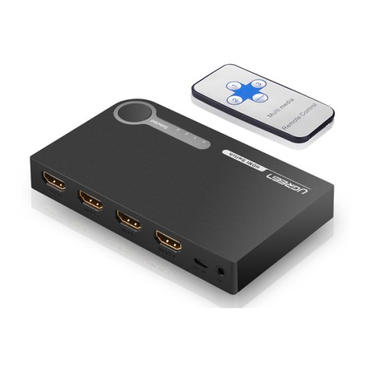 Conmutador HDMI Ugreen 40234 3 Puertos, Hembra, Negro/Blanco, 126x75mm