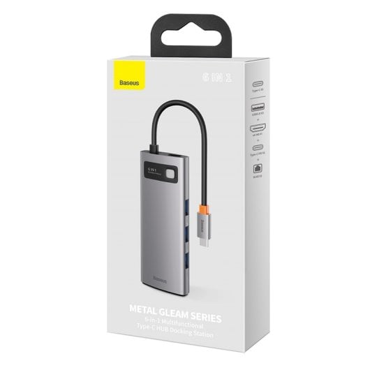 Dock USB-C Baseus Metal Gleam 100W 4K Ultra HD Ethernet 1000Mbps Gris