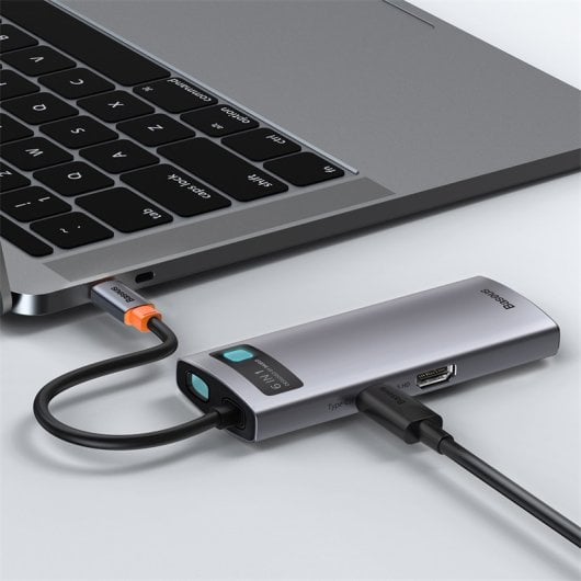 Dock USB-C Baseus Metal Gleam 100W 4K Ultra HD Ethernet 1000Mbps Gris