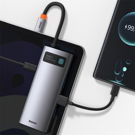 Dock USB-C Baseus Metal Gleam 100W 4K Ultra HD Ethernet 1000Mbps Gris