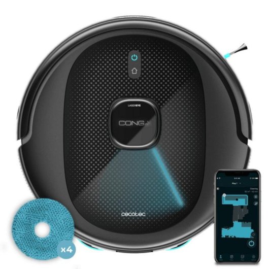 Robot Aspirador y Fregasuelos Cecotec Conga 9590 Spin Revolution Ultra Power Navegación Láser 10.000 Pa