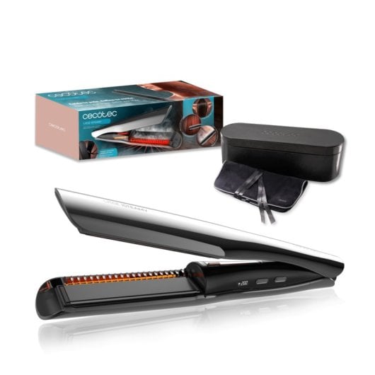 Piastra per Capelli Cecotec Tecnologia Vapore Ceramica Display LED Serbatoio Magnetico