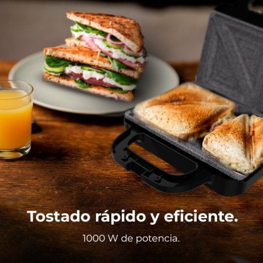 Cecotec Edelstahl-Sandwichmaker RockStone Antihaftbeschichtung 1000W Kapazität 2 Sandwiches