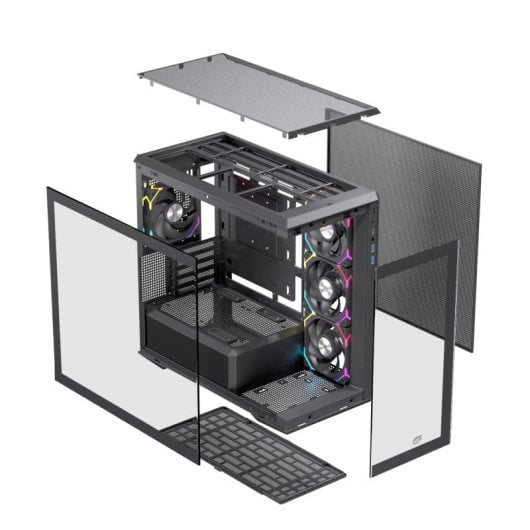 Einarex Zenith ZM800 RGB, schwarzes PC-Gehäuse, gehärtetes Glas, unterstützt 10 Lüfter, 360-mm-Flüssigkeitskühlung