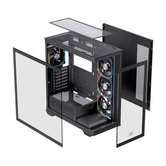 Torre PC Einarex PRISMA S700 RGB Black Cristal Templado ATX 9 Ventiladores Soporte 360mm
