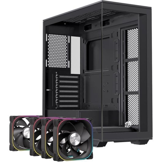 Torre PC Einarex PRISMA S700 RGB Black Cristal Templado ATX 9 Ventiladores Soporte 360mm