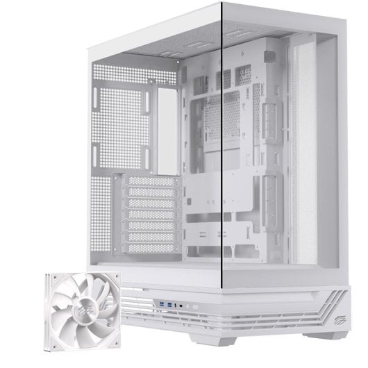 Caja PC Einarex PRISMA S800 Core White Cristal Espejo RGB Soporte 10 Ventiladores 360mm Líquida