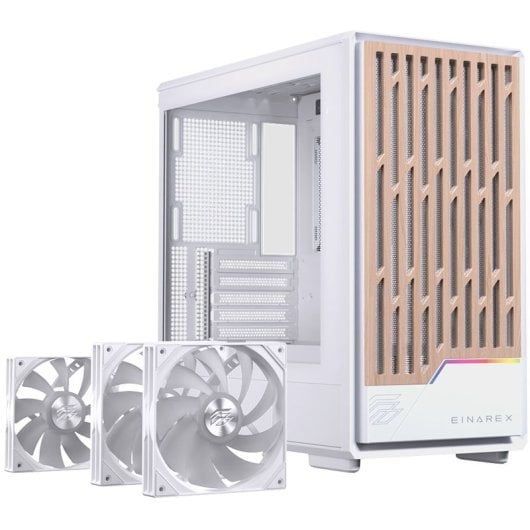 Einarex PULSE PM400 RGB White Torre Micro-ATX Compacta com Frontal Madeira