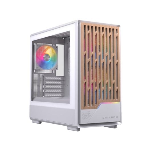 Einarex PULSE PM400 RGB White Torre Micro-ATX Compacta com Frontal Madeira