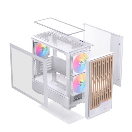 Einarex PULSE PM400 RGB White Torre Micro-ATX Compacta com Frontal Madeira