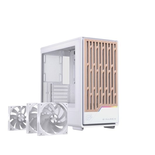 Einarex PULSE PM400 RGB White Torre Micro-ATX Compacta com Frontal Madeira