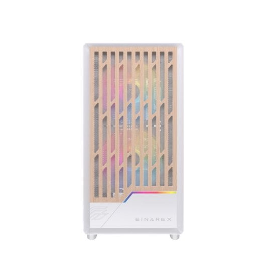 Einarex PULSE PM400 RGB White Torre Micro-ATX Compacta com Frontal Madeira